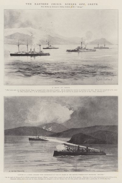 La crisis oriental, escenas frente a Creta de Joseph Holland Tringham