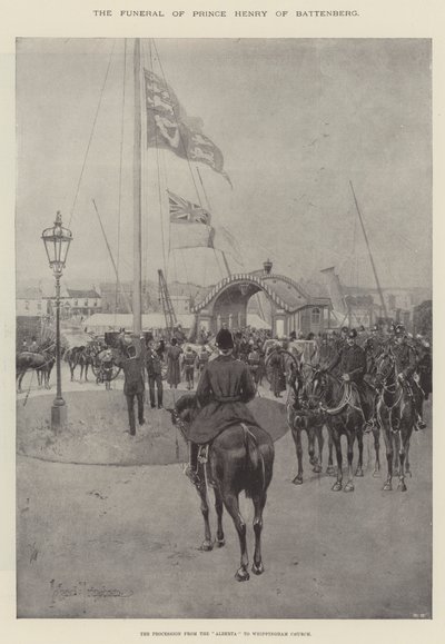 El funeral del príncipe Enrique de Battenberg, la procesión desde Alberta hasta la iglesia de Whippingham de Joseph Holland Tringham