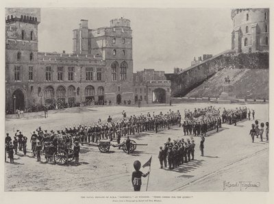 La Brigada Naval del HMS Powerful en Windsor, ¡Tres Vivas por la Reina! de Joseph Holland Tringham