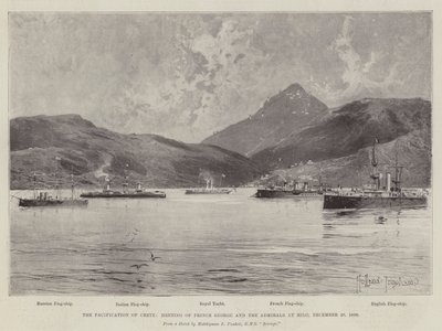 La pacificación de Creta, reunión del Príncipe Jorge y los almirantes en Milo, 20 de diciembre de 1898 de Joseph Holland Tringham
