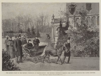 La visita de la Reina a la Emperatriz Frederick en Friedrichshof, la Emperatriz Frederick mostrando a Su Majestad los terrenos del castillo de Joseph Holland Tringham