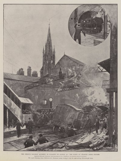El grave accidente ferroviario en Glasgow el 30 de agosto, la escena en la estación de Charing Cross de Joseph Holland Tringham
