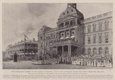 El servicio de acción de gracias en la plaza de Pretoria, 8 de junio, Lord Kitchener pidiendo tres hurras por el rey de Joseph Holland Tringham