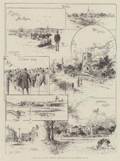 El ferrocarril de Wirral, Cheshire, primer césped cortado por el Sr. Gladstone, 21 de octubre de Joseph Holland Tringham