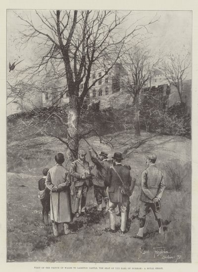 Visita del Príncipe de Gales al Castillo de Lambton, la residencia del Conde de Durham, una cacería real de Joseph Holland Tringham
