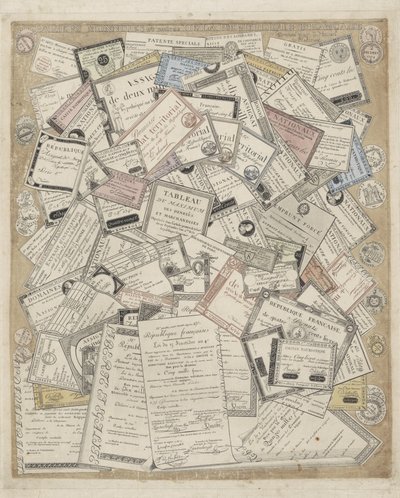 Frans papiergeld Monedas y otros papeles de la República Francesa (título sobre objeto) de Joseph Hunin