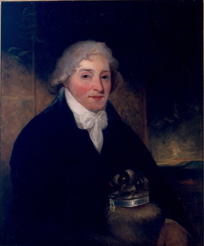 Venanzio Rauzzini con su perro, Turk, c.1795 de Joseph Hutchison