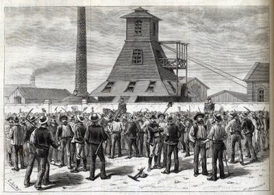 Huelga en las minas de Anzin (Pas-de-Calais) en 1884. Dibujo de Julien - grabado en 