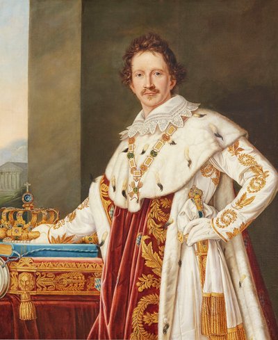 Retrato de Luis I de Baviera 1786-1868 en túnica de unción de Joseph Carl Stieler