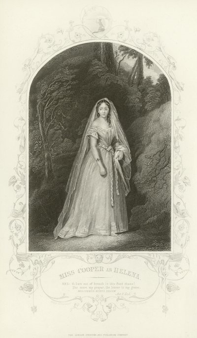 Miss Cooper como Helena, Sueño de una Noche de Verano, Acto II, escena iii de Joseph Kenny Meadows