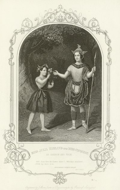 Miss Julia Harland y Miss Conquest como Oberon y Puck, Sueño de una noche de verano de Joseph Kenny Meadows