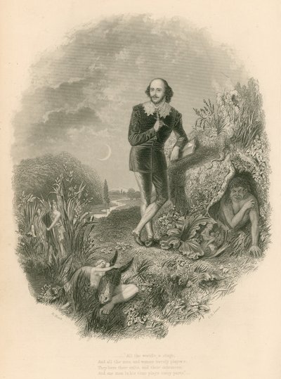 Retrato de Shakespeare, con varias de sus creaciones de Joseph Kenny Meadows