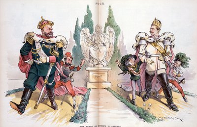 Alejandro III, etiquetado "Rusia", mirando a Guillermo II, etiquetado "Alemania". de Joseph Keppler