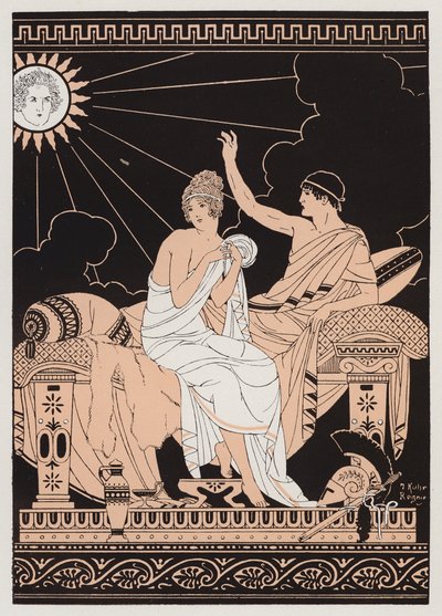 Afrodita y Eros (litografía en color) de Joseph Kuhn Regnier