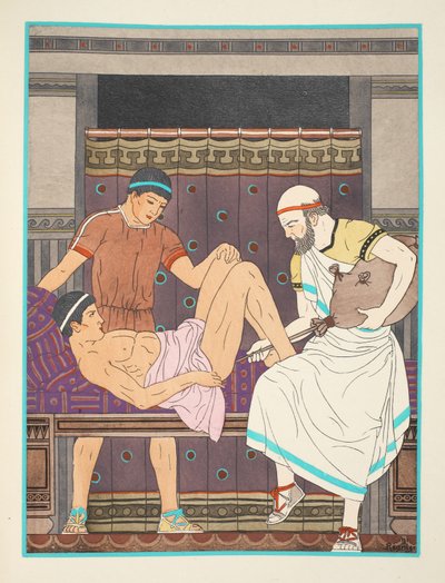 Haciendo una enema, ilustración de 