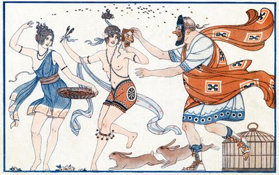 Travesuras en frescos, el carnaval en Pompeya - ilustración de la Vie Parisienne, 1923 de Joseph Kuhn Regnier