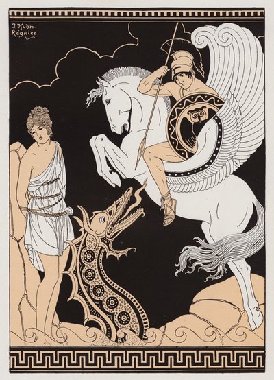 Perseo y Andrómeda (litografía en color) de Joseph Kuhn Regnier