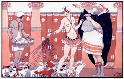 Tres premios femeninos - Premio a la abuelita de una gran familia - ilustración de la Vie Parisienne, 1919 de Joseph Kuhn Regnier