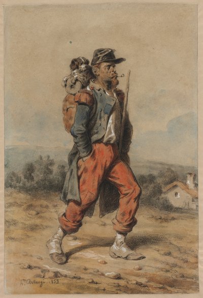 Soldier with Dog de Joseph Louis Hippolyte Bellange