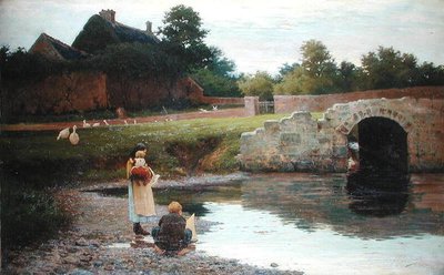 Jugando junto al viejo puente de Joseph Malachy Kavanagh