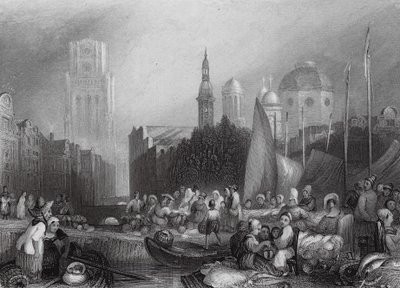 Mercado de pescado, Rotterdam (grabado) de Joseph Mallord William (after) Turner