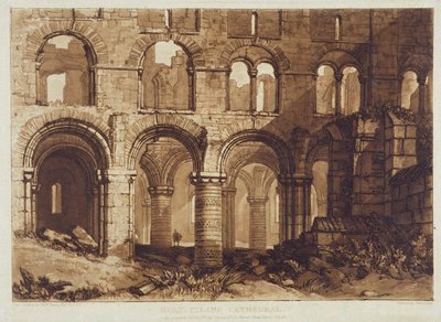 Catedral de Holy Island, grabado por Charles Turner (1773-1857) 1808 de Joseph Mallord William (after) Turner