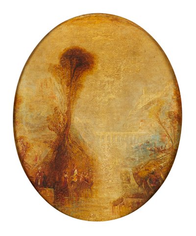 Paisaje clásico con viaducto (óleo sobre lienzo) de Joseph Mallord William (follower of) Turner