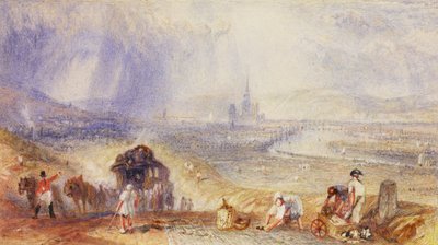 Vista lejana, Ruán, c.1834 (acuarela sobre papel) de Joseph Mallord William Turner