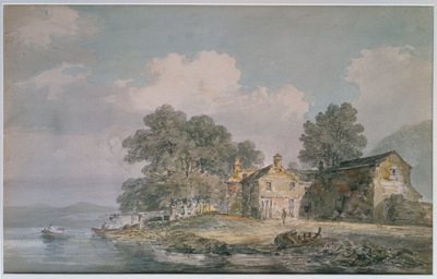 Una casa de campo junto a un lago en el Distrito de los Lagos, c.1797 de Joseph Mallord William Turner