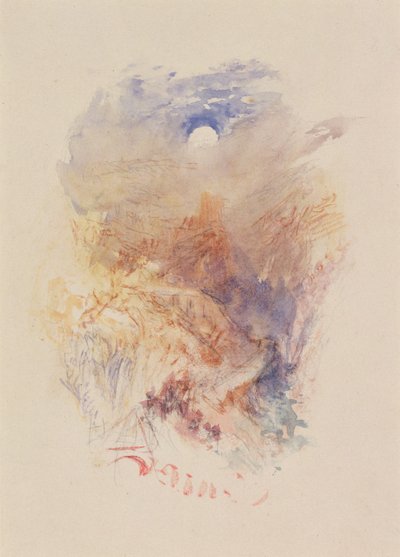 Un puerto de montaña a la luz de la luna, c.1845 (acuarela sobre papel) de Joseph Mallord William Turner