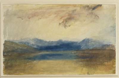 Un paisaje montañoso con un lago, c.1820s de Joseph Mallord William Turner