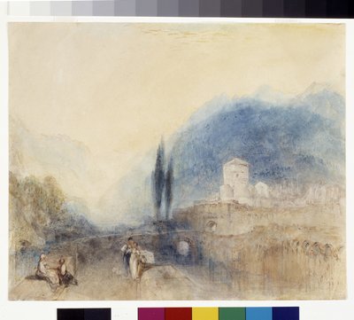 Bellinzona (acuarela con pluma y tinta roja sobre papel blanco) de Joseph Mallord William Turner