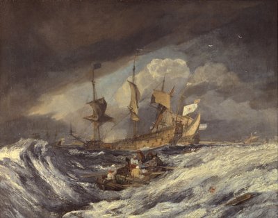 Barcos Llevando Anclas a los Hombres de Guerra Holandeses, c.1804 de Joseph Mallord William Turner