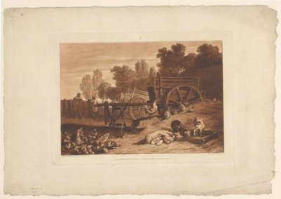 Cortijo con gallo, gallinas y cerdos El patio de la granja con el gallo Estudios de paisaje (título de la serie) Liber Studiorum (título de la serie) de Joseph Mallord William Turner