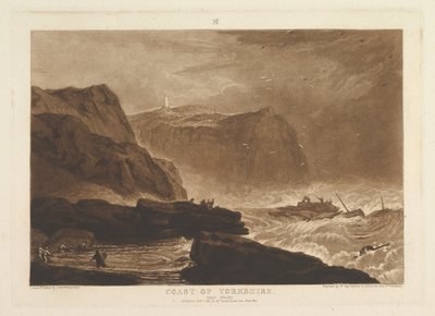 Costa de Yorkshire, cerca de Whitby, Liber Studiorum, parte V, placa 24, 1 de enero de 1811 de Joseph Mallord William Turner