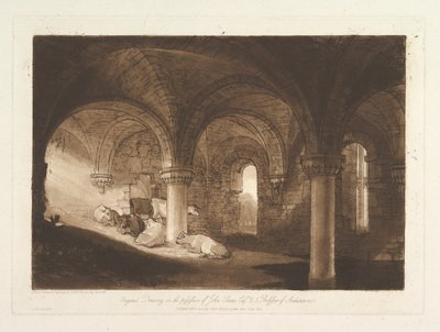 Cripta de la Abadía de Kirkstall Liber Studiorum, parte VIII, placa 39 de Joseph Mallord William Turner