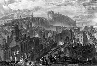 Edimburgo desde Calton Hill, grabado por George Cooke, 1820 de Joseph Mallord William Turner