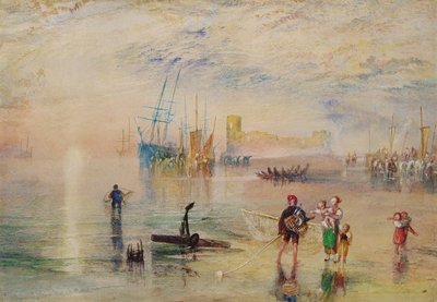 Castillo de Flint, c.1834 (acuarela con rayado sobre papel) de Joseph Mallord William Turner