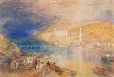 Heidelberg: Puesta de sol, c.1840-42 (acuarela y acuarela sobre papel) de Joseph Mallord William Turner