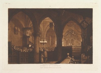 Interior de una Iglesia, parte XIV, placa 70, 1 de enero de 1819 de Joseph Mallord William Turner