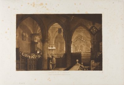 Interior de una iglesia, placa 70 de Liber Studiorum de Joseph Mallord William Turner