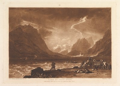 Lago de Thun, Liber Studiorum suizo, parte III, placa 15, 10 de junio de 1808 de Joseph Mallord William Turner