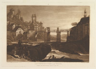 Lauffenbourgh en el Rin, Liber Studiorum, parte VI, placa 31, 1 de enero de 1811 de Joseph Mallord William Turner