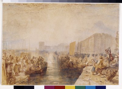 Le Havre: puesta de sol (acuarela reforzada con pluma y tinta roja sobre papel blanco) de Joseph Mallord William Turner