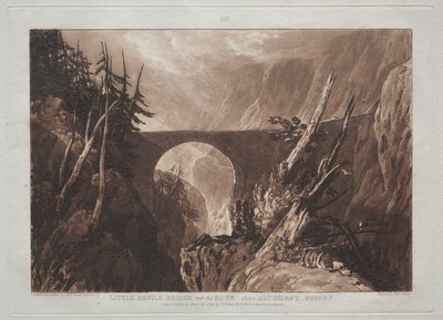 Liber Studiorum: Puente de los pequeños diablos sobre el Russ, cerca de Altdorf, Suiza de Joseph Mallord William Turner