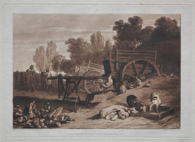 Liber Studiorum: El corral con el gallo de Joseph Mallord William Turner