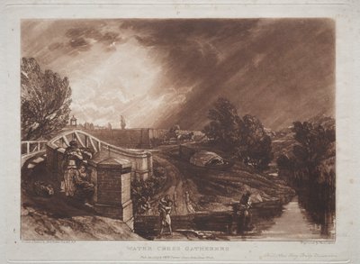 Liber Studiorum: Recolectores de berros, Rails Head, Ferry Bridge, Twickenham de Joseph Mallord William Turner