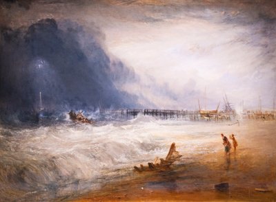 Bote salvavidas y aparato de socorro se dirigen a un buque varado de Joseph Mallord William Turner