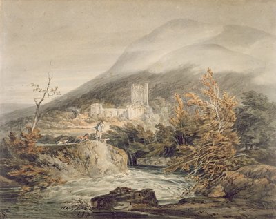 Abadía de Llanthony, Monmouthshire, c.1792 (acuarela con pluma y tinta sobre papel blanco) de Joseph Mallord William Turner