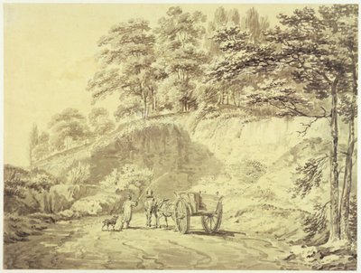 Hombre con caballo y carro entrando en una cantera, c.1797 de Joseph Mallord William Turner